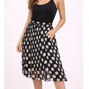 ABS black white polka dot pleated pull on skirt small